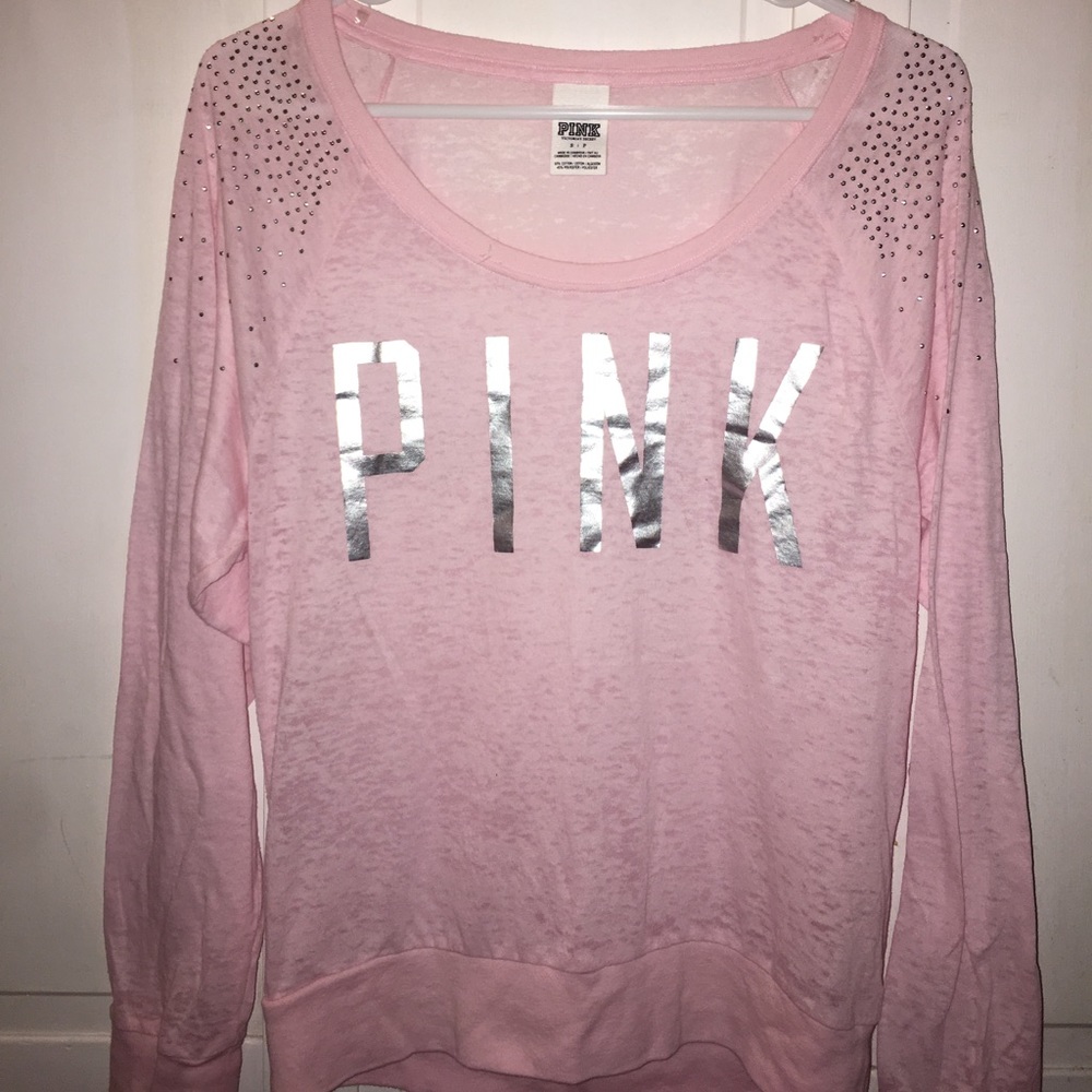 PINK -  Light pink bedazzled long sleeve