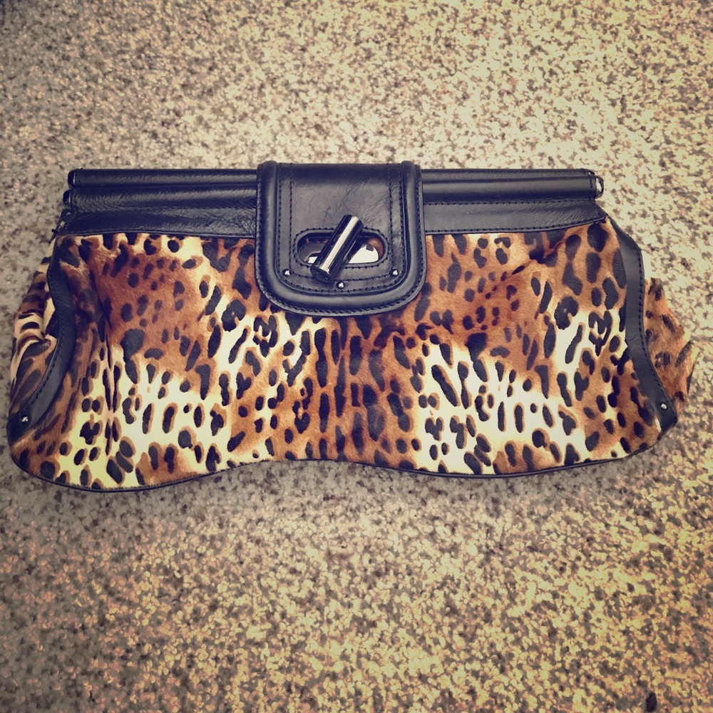 Classy Leopard calf hair Clutch