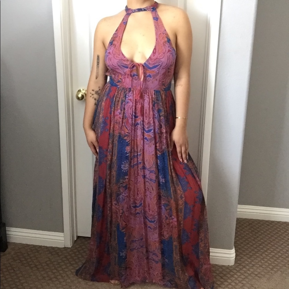 Free people multi color print maxi