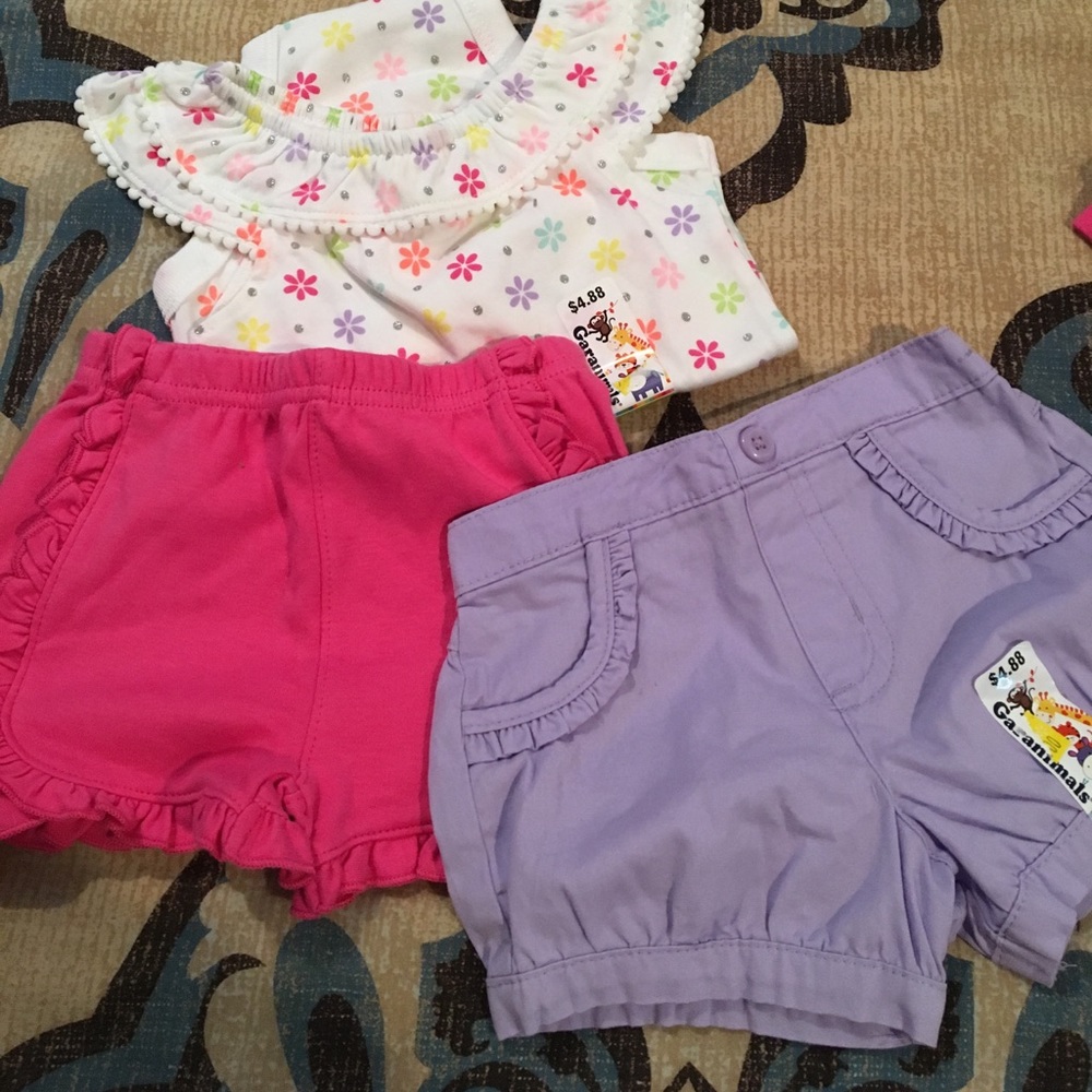 3-6 months onesie and two shorts
