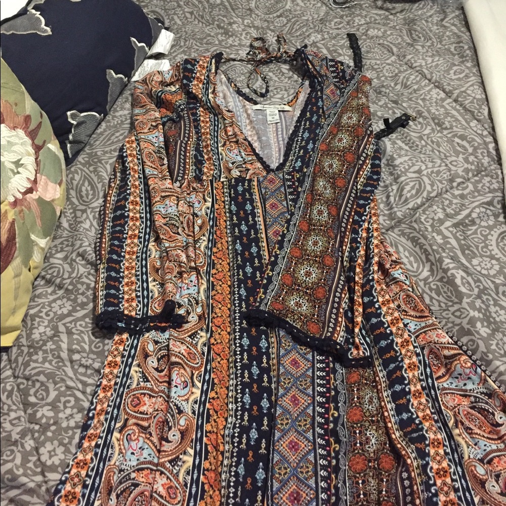 Beautiful American rag girl long hippie dress
