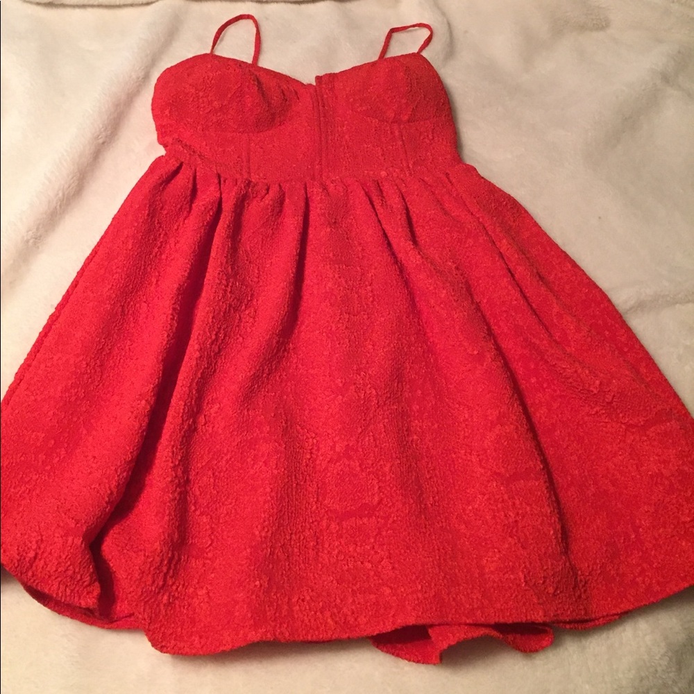 Red thin strapped dress