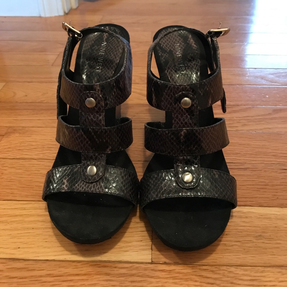 Nine West snakeskin wedge.