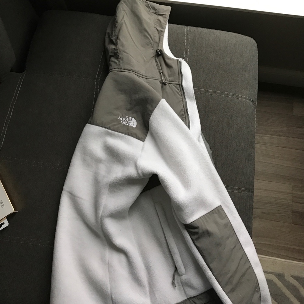 White Denali Hooded North Face Jacket