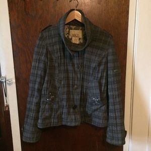 Buckle BKE jacket coat XL bling plaid wrinkle