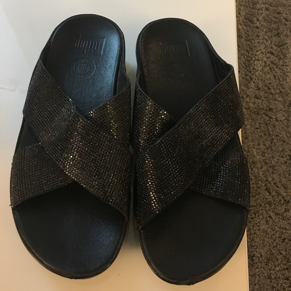 Fit Fop Black Rhinestone Sandal