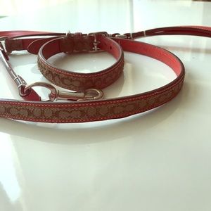 Used Coach dog collar and leash set