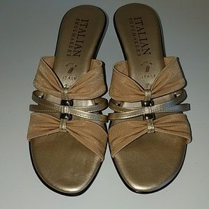 Italian Shoemakers Gold Wedge Sandals