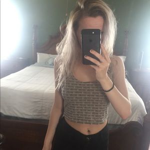 Black Feather Beige CropTop