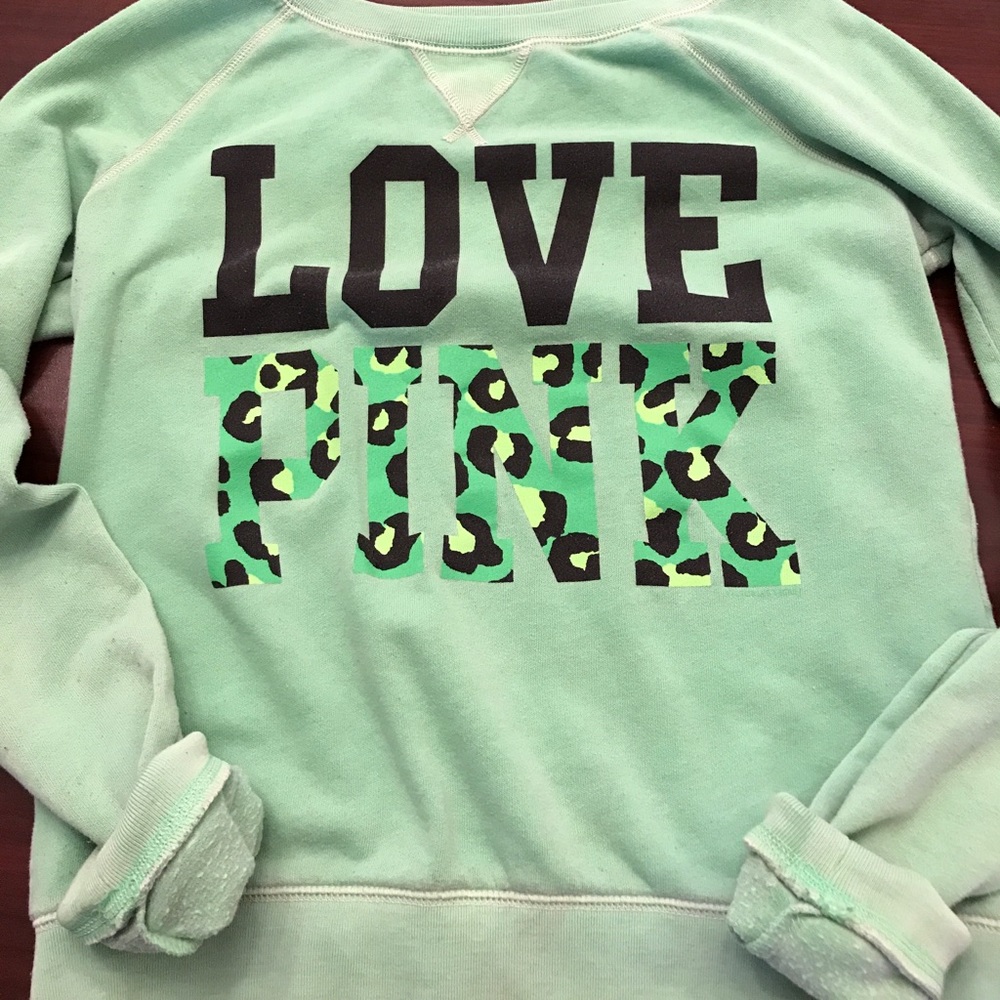 Lime green vintage pink sweatshirt