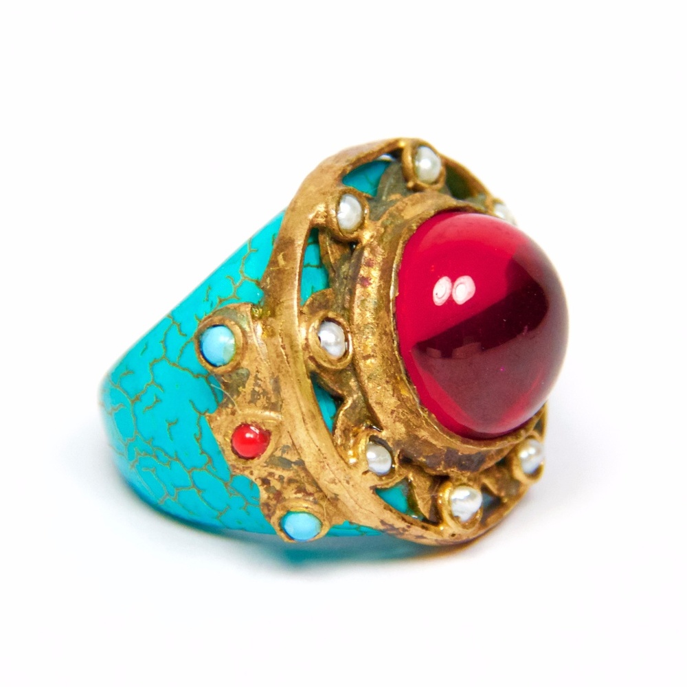 **SOLD** Turquoise Sun Ring // Handmade - Picture 1 of 5