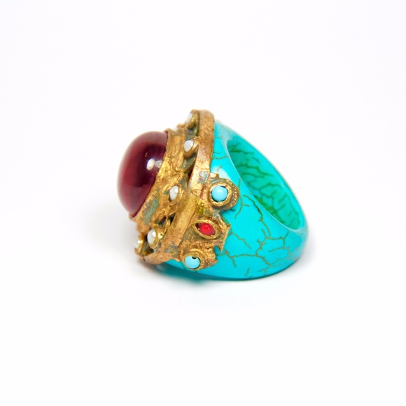 **SOLD** Turquoise Sun Ring // Handmade - Picture 3 of 5