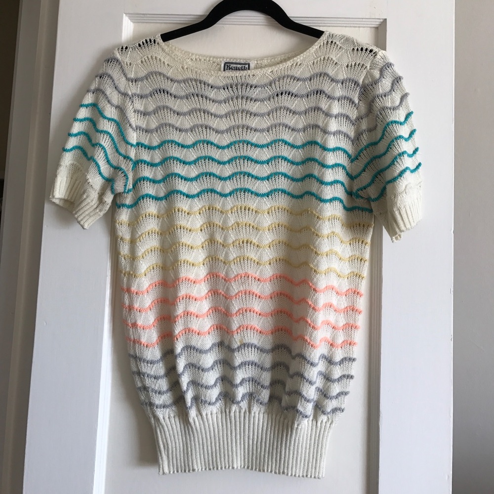 Vintage sweater size SM ivory/colorful