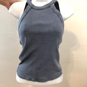 High neck ribbed tank