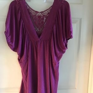 Short Sleeve Plum Blouse 2X