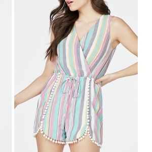 JustFab Pom Pom candy striped romper 🍭
