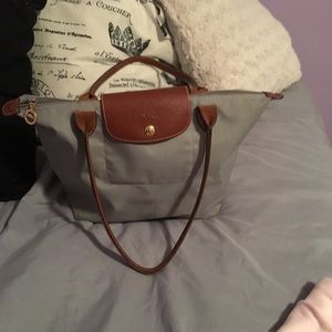 Gray authentic Longchamp lepliage small tote