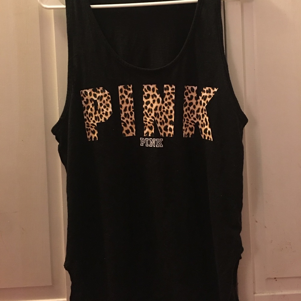 PINK - Black & Cheetah print tank top