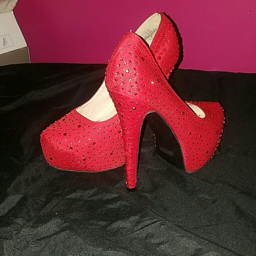 Women's Red Rhinestone High Heels