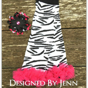 Zebra Pink Leg Warmers Set with No slip clip