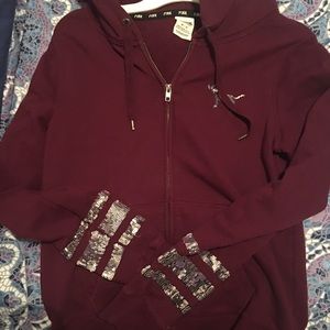 Silver Sparkly maroon Victoria’s Secret zip up