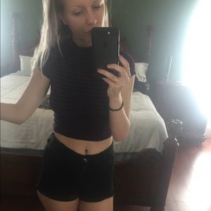 Blue and Red Striped Croptop