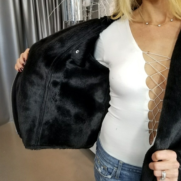 MICHAEL KORS SUEDE/FUR MOTO JACKET - Picture 2 of 4