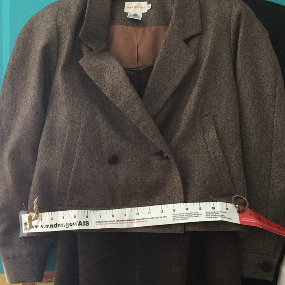 ⚜️ Vintage Cropped Blazer Taupe Fleck EUC Mort Schraeder SHOULDER PADS - Picture 2 of 16