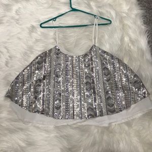 Sequin crop tank top