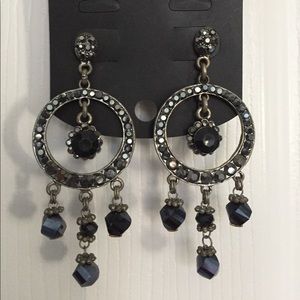 Black Rhinestone Dangle Earrings