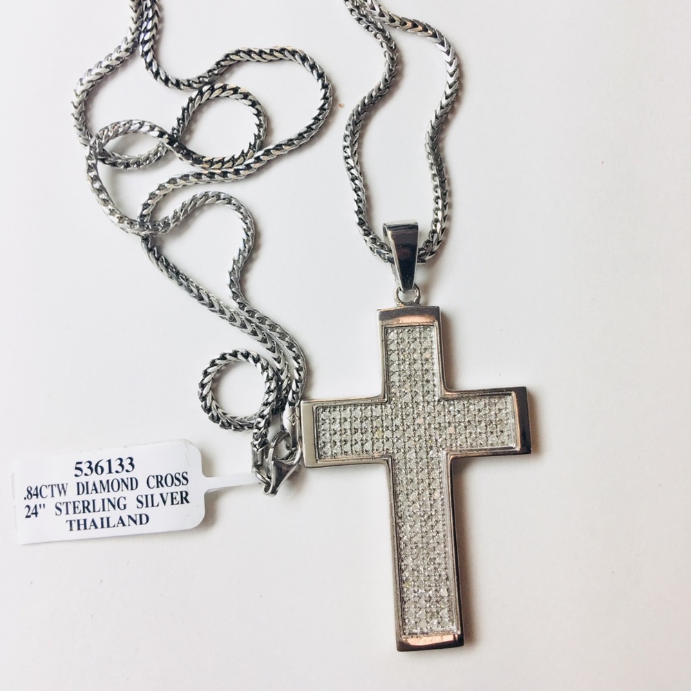 NWT Custom Diamond Cross Necklace .84 Carat