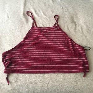 Forever 21 Maroon Striped Halter Top