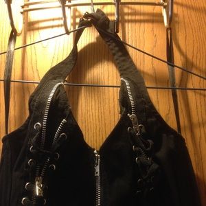 NWOT: Tripp Black Halter Top With Zippers.