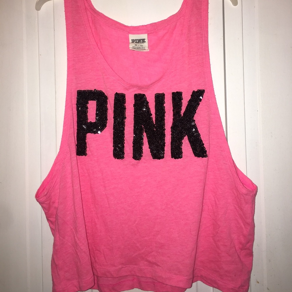 PINK - Hot pink tank top *cropped*