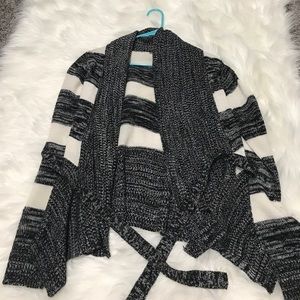 Black and white tie cardigan