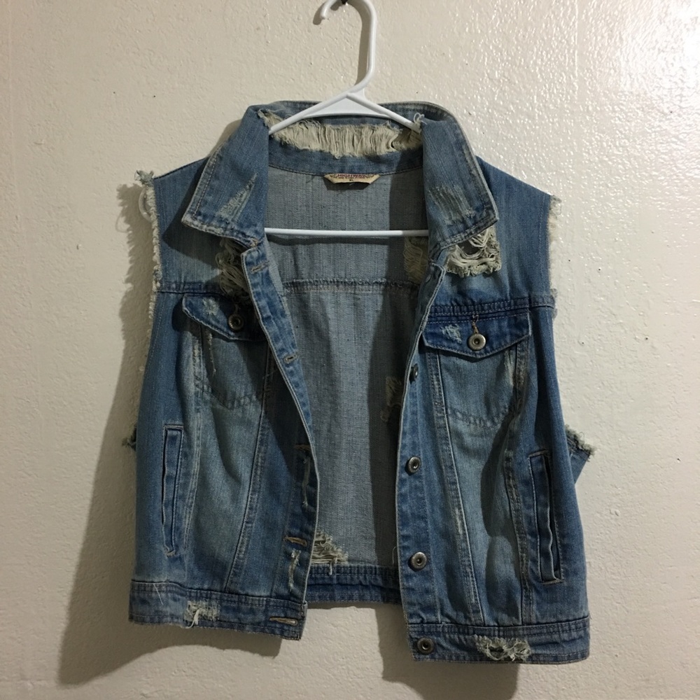 Distressed Denim Vest