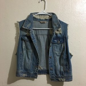 Distressed Denim Vest
