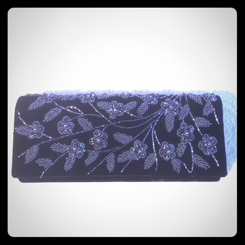 Velvet beaded clutch