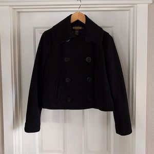 Vintage Rugby Ralph Lauren black wool crop style pea coat