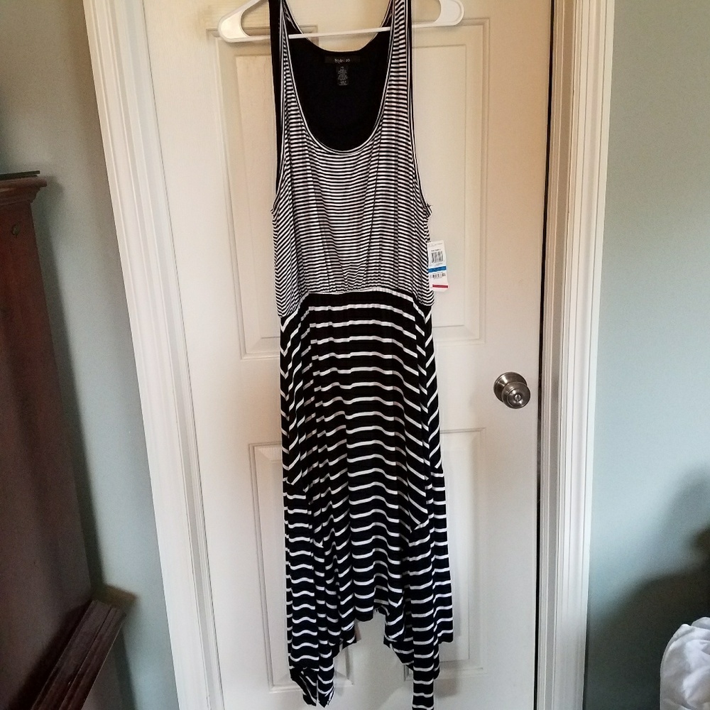 Black and white striped dress