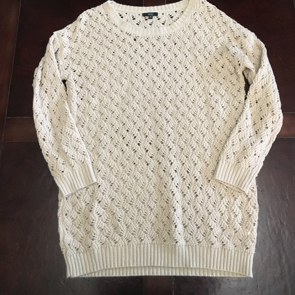 Soft Mauve Open Knit Sweater - Medium