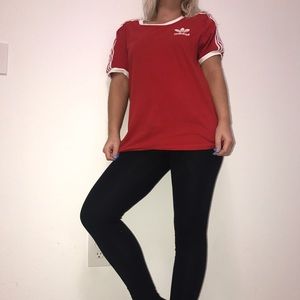 Red adidas shirt