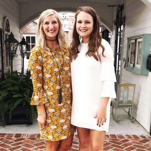 White Ruffle Sleeve Shift Dress