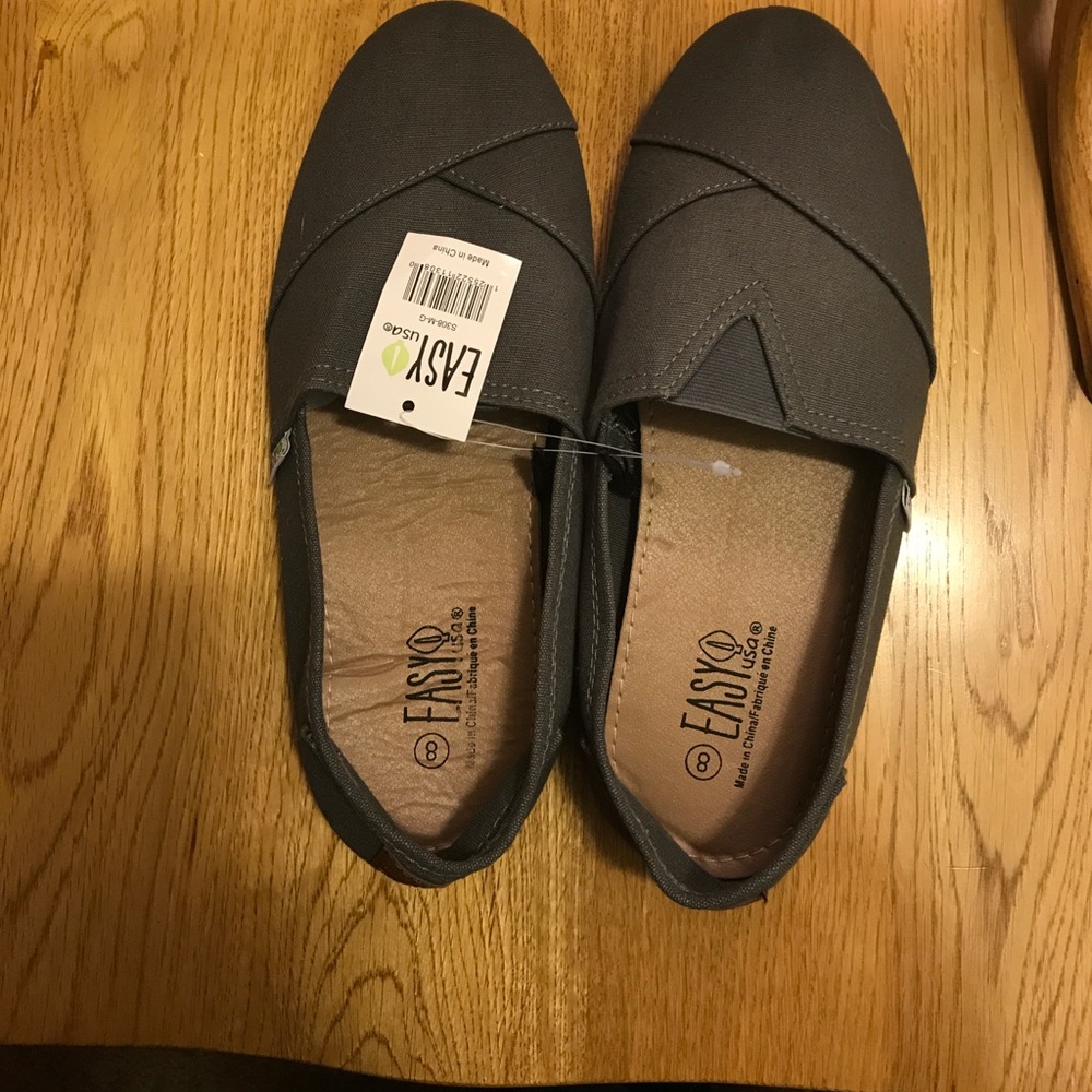 EASY USA Women’s Shoes, Casual Gray Canvas