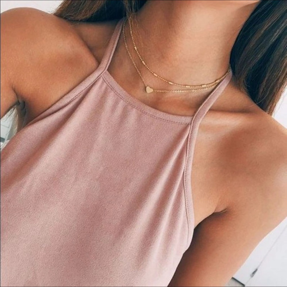 NEW Choker heart pendant double chain necklace