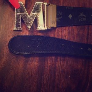 Authentic reversible buckle mcm belt