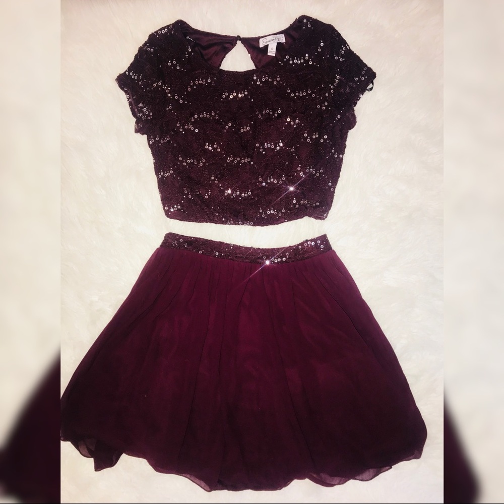 Burgundy Two Piece Dress