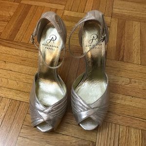 Adrianna Papell Gold Peep Toe Pump
