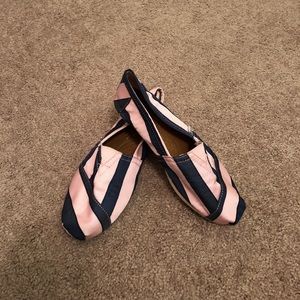 Exclusive pink and navy satin TOMS.