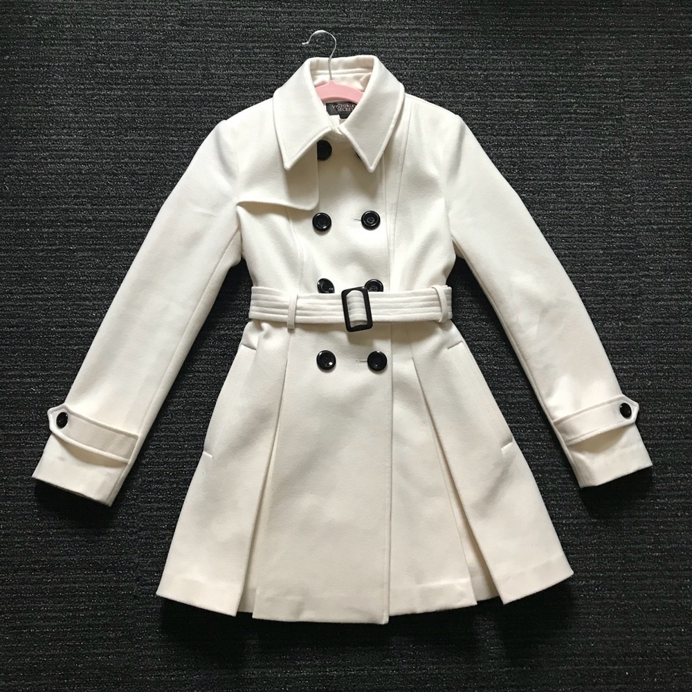 Victoria Secret White Wool Pea/Trench Coat